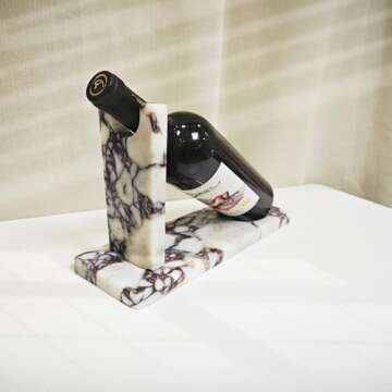 Artisanal Abode Creative Modern Marble Wine Holder Stand, Single Bottle Wine Rack Storage, Elegant Home Decor, Stylish Tabletop Display for Wine Enthusiast
