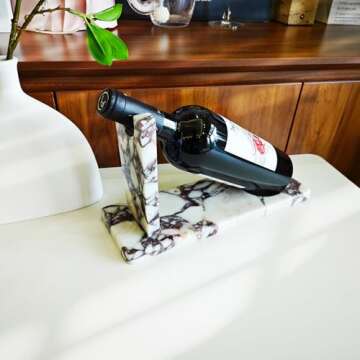 Artisanal Abode Creative Modern Marble Wine Holder Stand, Single Bottle Wine Rack Storage, Elegant Home Decor, Stylish Tabletop Display for Wine Enthusiast