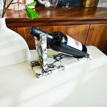 Artisanal Abode Creative Modern Marble Wine Holder Stand, Single Bottle Wine Rack Storage, Elegant Home Decor, Stylish Tabletop Display for Wine Enthusiast
