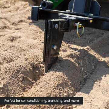 Titan Attachments Hitch Mounted Ripper Box Scraper V2, 16in Shank, Fits 2in Receiver Adapters, CAT 0 and CAT 1 Tractors, Trenching Sub Soil Shank, Landscaping Equipment