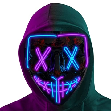 Poptrend Halloween Mask LED Light up Mask Scary mask for Festival Cosplay Halloween Costume Masquera...