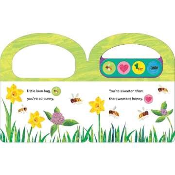 World of Eric Carle, Little Love Bugs Carry Along Handle Sound Book - Perfect Gift for Valentine’s Day - PI Kids