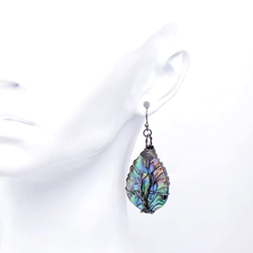 Teardrop Abalone Shell Dangle Earrings for Women