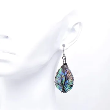 Teardrop Abalone Shell Dangle Earrings for Women