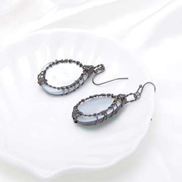 Teardrop Abalone Shell Dangle Earrings for Women
