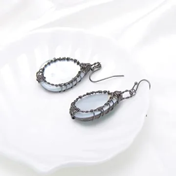 Teardrop Abalone Shell Dangle Earrings for Women
