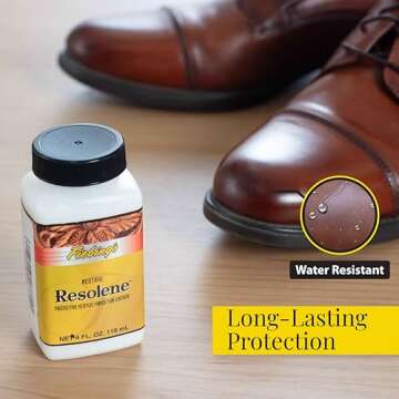 Fiebing's Acrylic Resolene (4 oz, Neutral) - Protective Acrylic Leather Finisher - Glossy Finish Top Coat for Dyed & Polished Leathercraft - Flexible, Durable, Water Resistant for Boots, Couch, Purse