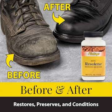 Fiebing's Acrylic Resolene (4 oz, Neutral) - Protective Acrylic Leather Finisher - Glossy Finish Top Coat for Dyed & Polished Leathercraft - Flexible, Durable, Water Resistant for Boots, Couch, Purse