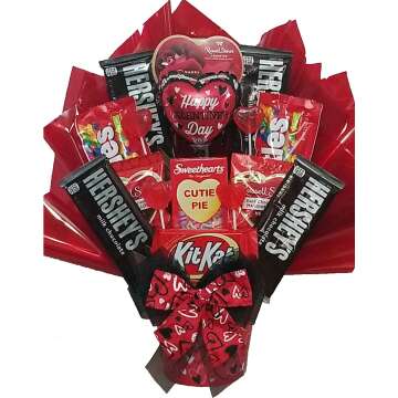 Delight Expressions Hugs and Kisses Gift Basket - Perfect Valentine's Day Candy Bouquet