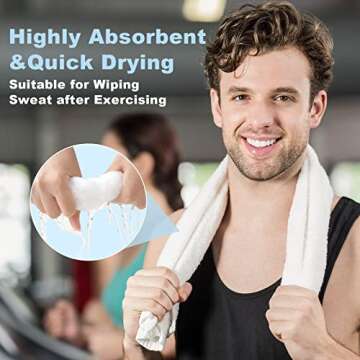 HOMEXCEL Microfiber Washcloths Towel Pack of 24, 12" x 12" Highly Absorbent and Soft Face Towels Wash Cloths for Bathroom, Gym, Hotel and Spa, Fast Drying Multi-Purpose Cleaning Cloth, White