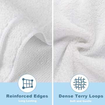 HOMEXCEL Microfiber Washcloths Towel Pack of 24, 12" x 12" Highly Absorbent and Soft Face Towels Wash Cloths for Bathroom, Gym, Hotel and Spa, Fast Drying Multi-Purpose Cleaning Cloth, White