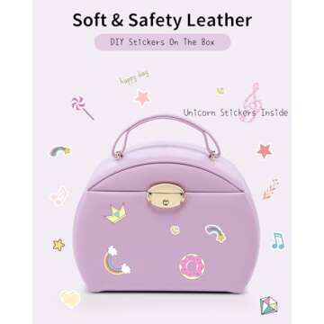 Vlando Kids Musical Jewelry Box for Girls with Drawer, Music Box with Ballerina and Stickers for Birthday Bedroom Decor, Gifts for Girls Kids Christmas Thanksgiving Gifts 2024 - Purple