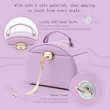 Vlando Kids Musical Jewelry Box for Girls with Drawer, Music Box with Ballerina and Stickers for Birthday Bedroom Decor, Gifts for Girls Kids Christmas Thanksgiving Gifts 2024 - Purple