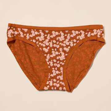 Amazon Essentials Women's Cotton Bikini Brief Underwear (Available in Plus Size), Pack of 6, Multicolor/Floral/Petal Print, Medium