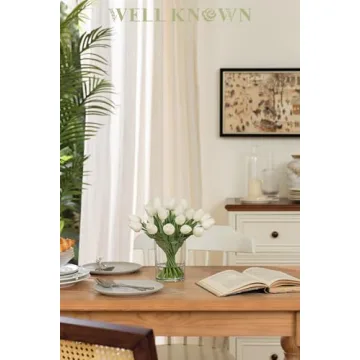 Stunning 20 Pcs White Tulips in Glass Vase for Home Decor