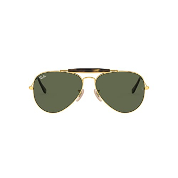 Ray-Ban RB3029 Outdoorsman II Aviator Sunglasses - Timeless Gold with G-15 Green Lens, 62 mm