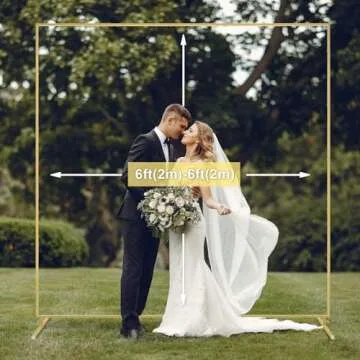 HAITRAL Gold Square Backdrop Stand for Elegant Events