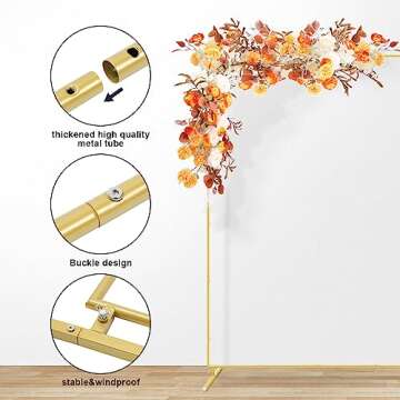 HAITRAL Gold Square Backdrop Stand for Elegant Events