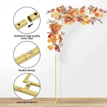 HAITRAL Gold Square Backdrop Stand for Elegant Events