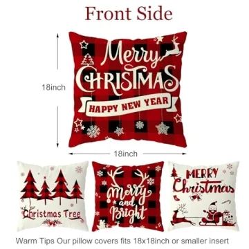 Buffalo Check Christmas Pillow Covers Set of 4 18x18