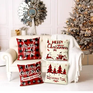 Buffalo Check Christmas Pillow Covers Set of 4 18x18