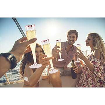 Kukuzon 50 Pack Rose Gold Glitter Plastic Champagne Flutes, Disposable Wine Glasses 6.5 Oz Rose Gold Rim Champagne Flutes, Glitter Clear Plastic Champagne Cups for Wedding Party Mimosa Bar Shower