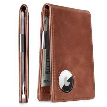 LORZOR Money Clip AirTag Wallet - Slim RFID-Blocking Bifold Gift Boxed