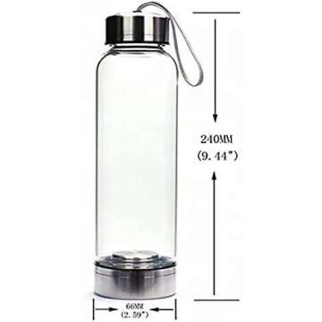 SAOI Crystal Water Bottle - Rose Quartz Gemstone Infused Elixir - Natural Wellness Healing - Glass/Stainless Steel