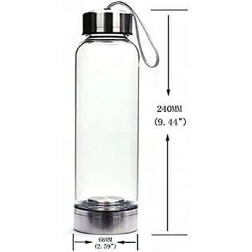 SAOI Crystal Water Bottle - Rose Quartz Gemstone Infused Elixir - Natural Wellness Healing - Glass/Stainless Steel