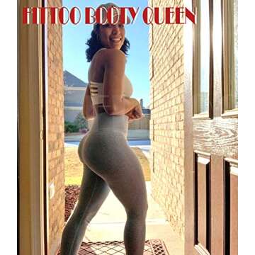 FITTOO Women's High Waisted Seamless Leggings Ankle Peach Butt Yoga Pants Tummy Control Running Workout Gym Tights Grey S