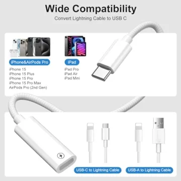 ACANDYA USB C to Lightning Adapter for iPhone 15/Pro