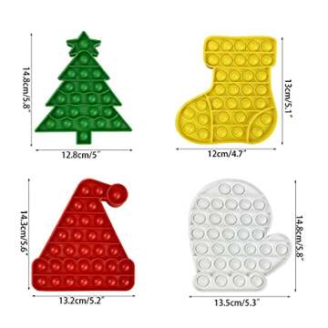 Jofan 4 Pack Christmas Fidget Sensory Pop Toys Pack for Kids Girls Boys Toddlers Christmas Stocking Stuffers Party Favors Gifts Stress Relief