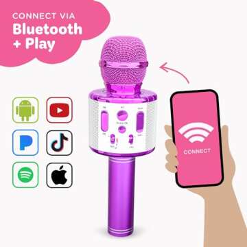 Move2Play, Kids Karaoke Microphone | Includes Pre-Loaded Songs & Bluetooth | Kids Birthday & Easter Gift | Toy for All Ages 2, 3, 4, 5, 6+ Year Old Girls, Boys & Toddlers