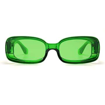 VANLINKER Y2K Trendy Rectangle Sunglasses for Women Men Retro Fashion 90s Glasses Thick Square Frames UV400 Protection VL9673 Green