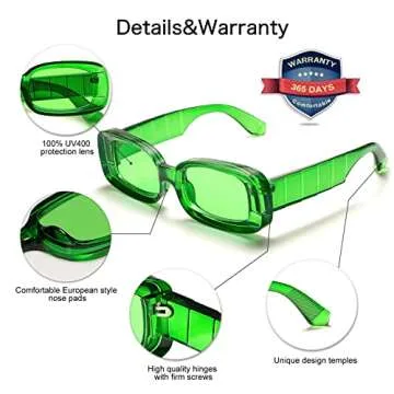 VANLINKER Y2K Rectangle Sunglasses UV400 Protection