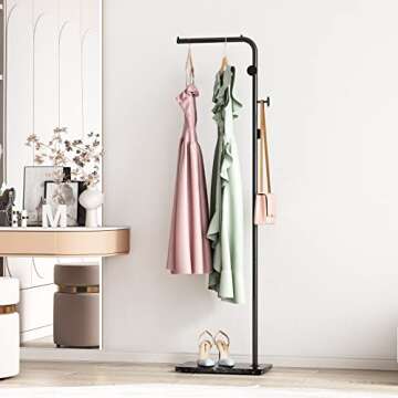 KADIGANG Metal Black Coat Rack Freestanding - Stylish Storage Solution with Marble Base