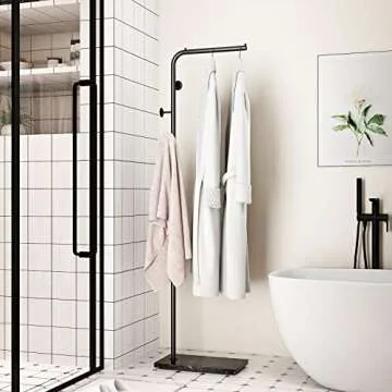 KADIGANG Black Coat Rack with Marble Base for Home
