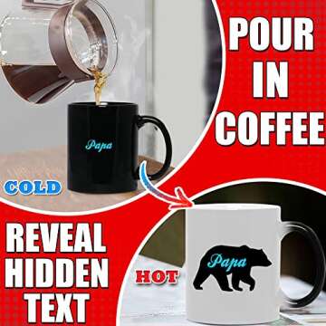 Color Changing Papa Bear Coffee Mug [16oz] Unique Gifts for Dad - Fun Presents for Father's Day 2023 - Thoughtful Gift Ideas for Dads Who Have Everything