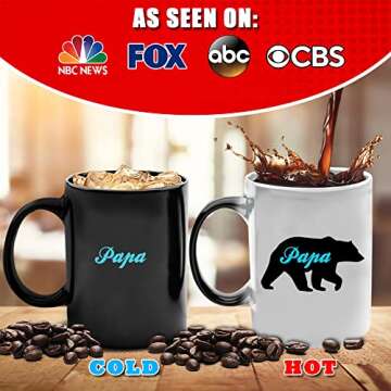 Color Changing Papa Bear Coffee Mug [16oz] Unique Gifts for Dad - Fun Presents for Father's Day 2023 - Thoughtful Gift Ideas for Dads Who Have Everything