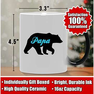 Color Changing Papa Bear Coffee Mug [16oz] Unique Gifts for Dad - Fun Presents for Father's Day 2023 - Thoughtful Gift Ideas for Dads Who Have Everything