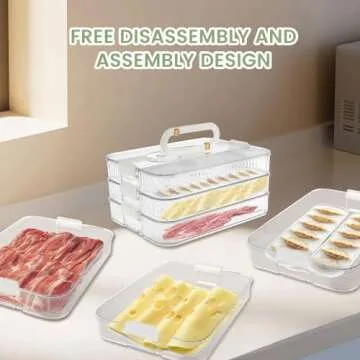 Hvxrjkn Deli Meat Container for Fridge, 3 Layer / 4 Layer Meat Container for Refrigerator Organizing, Bacon Container Refrigerator Food Box Removable Bacon Keeper Fridge (3 Layer)