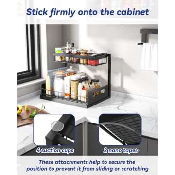 Merrylun Under Sink Organizers, 2 Pack Metal Pull Out Under Sink Organizers and Storage Shelves with Sliding Drawer, Under Sink Storage for Kitchen, Bathroom, Black, 2 Pack…