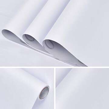 Mecpar Matte White Peel and Stick Wallpaper Roll