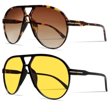 GUVIVI Retro Aviator Sunglasses for Women Men Oversized Classic 70s Vintage Trendy Square Aviators T...