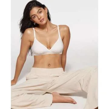 INLYRIC Women's Inbarely Triangle Bralette Comfortable Unlined V Neck Wireless Smoothing Bra Top Str...