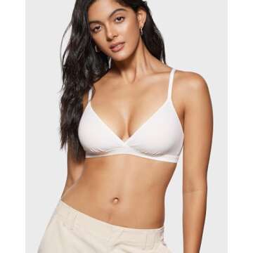 INLYRIC Women's Inbarely Triangle Bralette Comfortable Unlined V Neck Wireless Smoothing Bra Top Stretch Coconut White X-Large