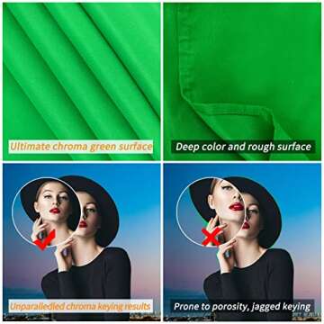 GFCC Green Screen Backdrop - 8FTX10FT Polyester Photo Backdrop for Photoshoot Greenscreen Background...