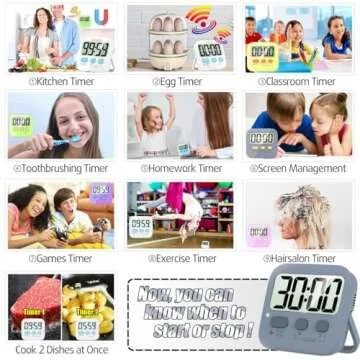 Antonki 2 Pack Digital Timer for Kids, Magnetic Countdown Kitchen Timers for Cooking, Egg, Classroom, Teacher, Exercise, Study, Oven - Battery Included