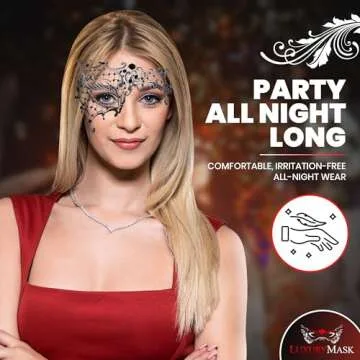 Masquerade Mask for Women - Elegant Metal Half Face Phantom of The Opera Mask for Mardi Gras, Prom, Halloween, Venetian Parties, Masquerade Balls and Costume Events (Vintage Black Sl)