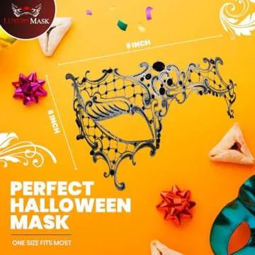 Masquerade Mask for Women - Elegant Metal Half Face Phantom of The Opera Mask for Mardi Gras, Prom, Halloween, Venetian Parties, Masquerade Balls and Costume Events (Vintage Black Sl)